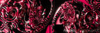 Abstract digital artwork featuring glossy, swirling 3D ribbon-like forms in metallic pink, magenta, and black on a dark background, with a visible 'neeko release kit' watermark in the lower right.